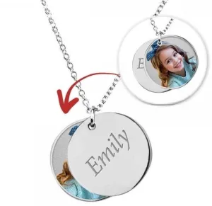 Sterling Silver Double Round Charm Necklace Jewelry