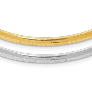 Sterling Silver Gold Plated (4mm) Reversible Omega Necklace (16' - 18")