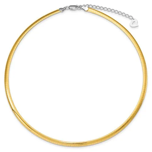 Sterling Silver Gold Plated (4mm) Reversible Omega Necklace (16' - 18")