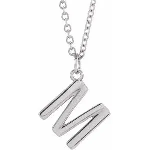 Sterling Silver Initial M Dangle 16" Necklace