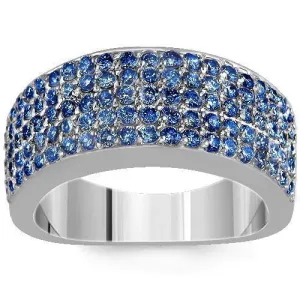 Sterling Silver Men's Blue Sapphire Wedding Ring Band 2.5 Cwt.