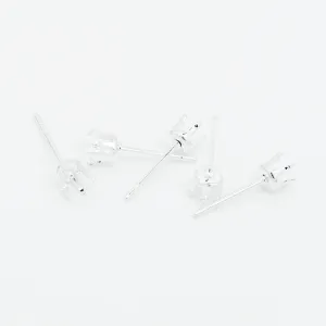 Suitable for ss16(4mm) Silver Plated Round Jewelry Earring Settings,Crown Claw Setting Earring Stud Blanks,Metal,20pcs/lot