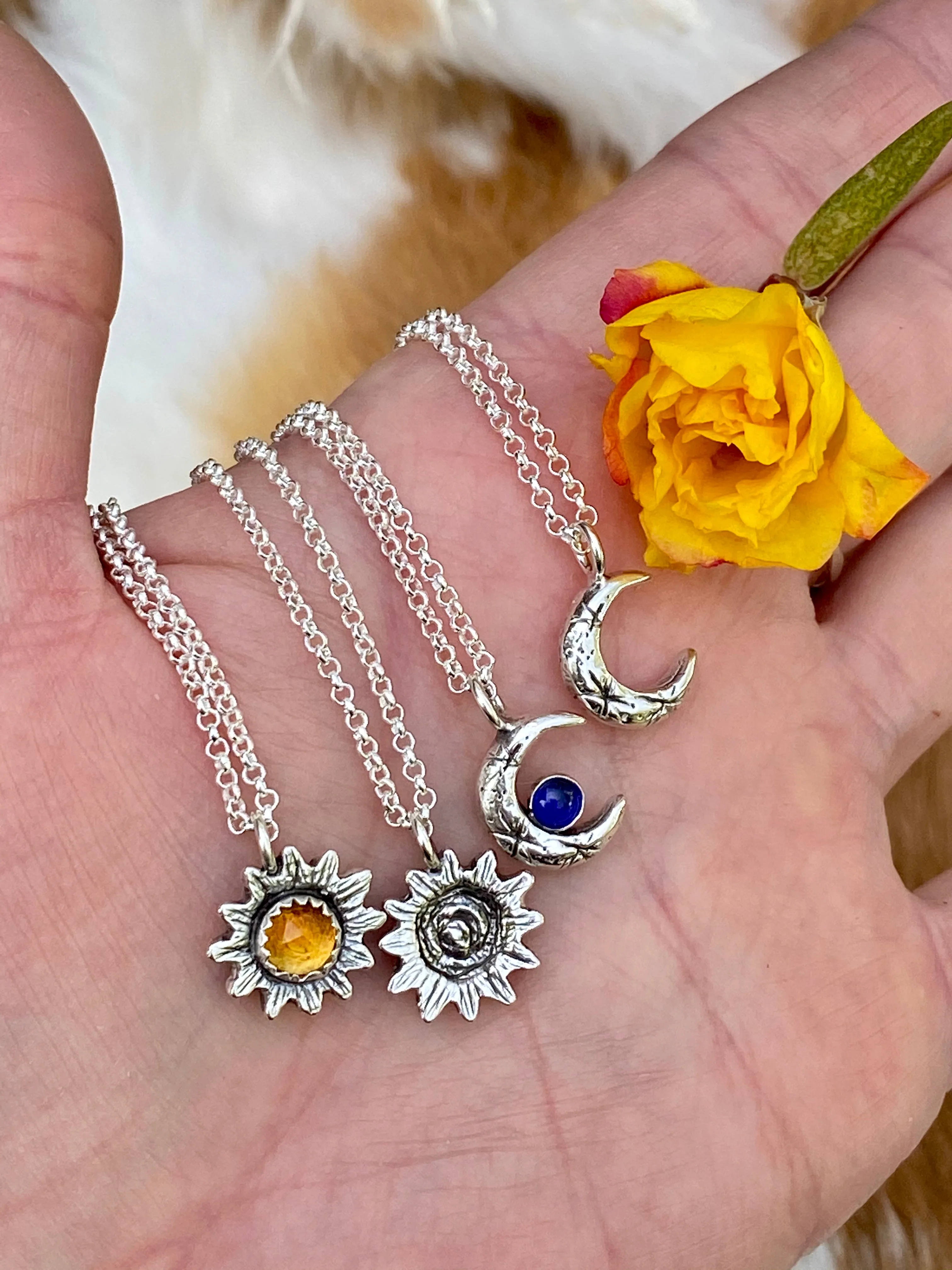 Sun and Cresent moon pendant necklaces