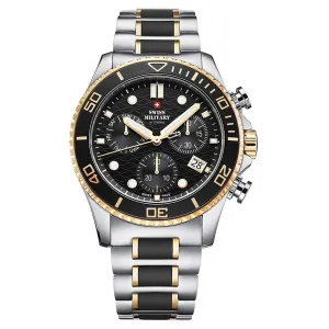 Swiss Military Stainless Steel Black Dial Chronograph Men's Watch  - SM34051.02