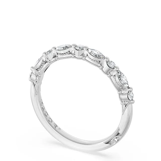 Tacori 18k White Gold Marquise and Round Diamond Band