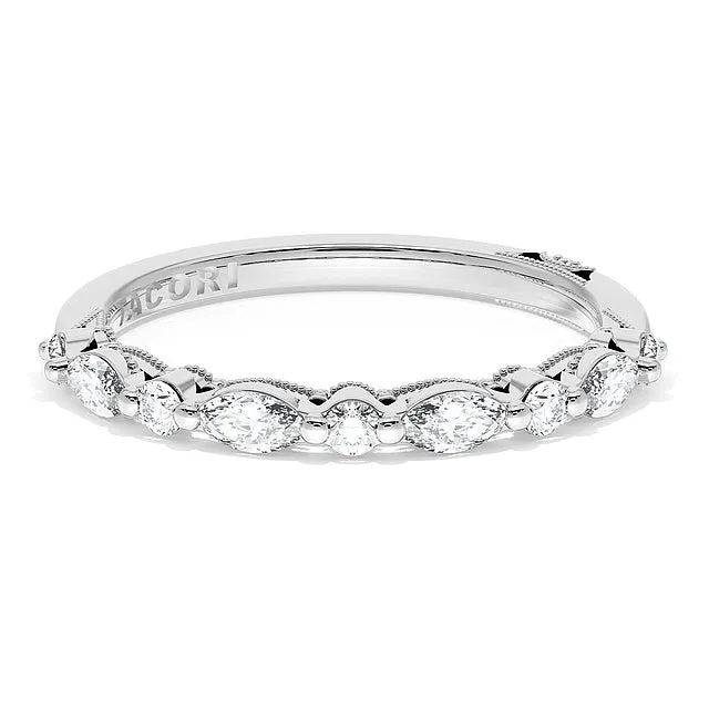 Tacori 18k White Gold Marquise and Round Diamond Band