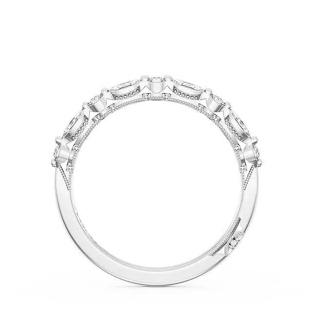 Tacori 18k White Gold Marquise and Round Diamond Band