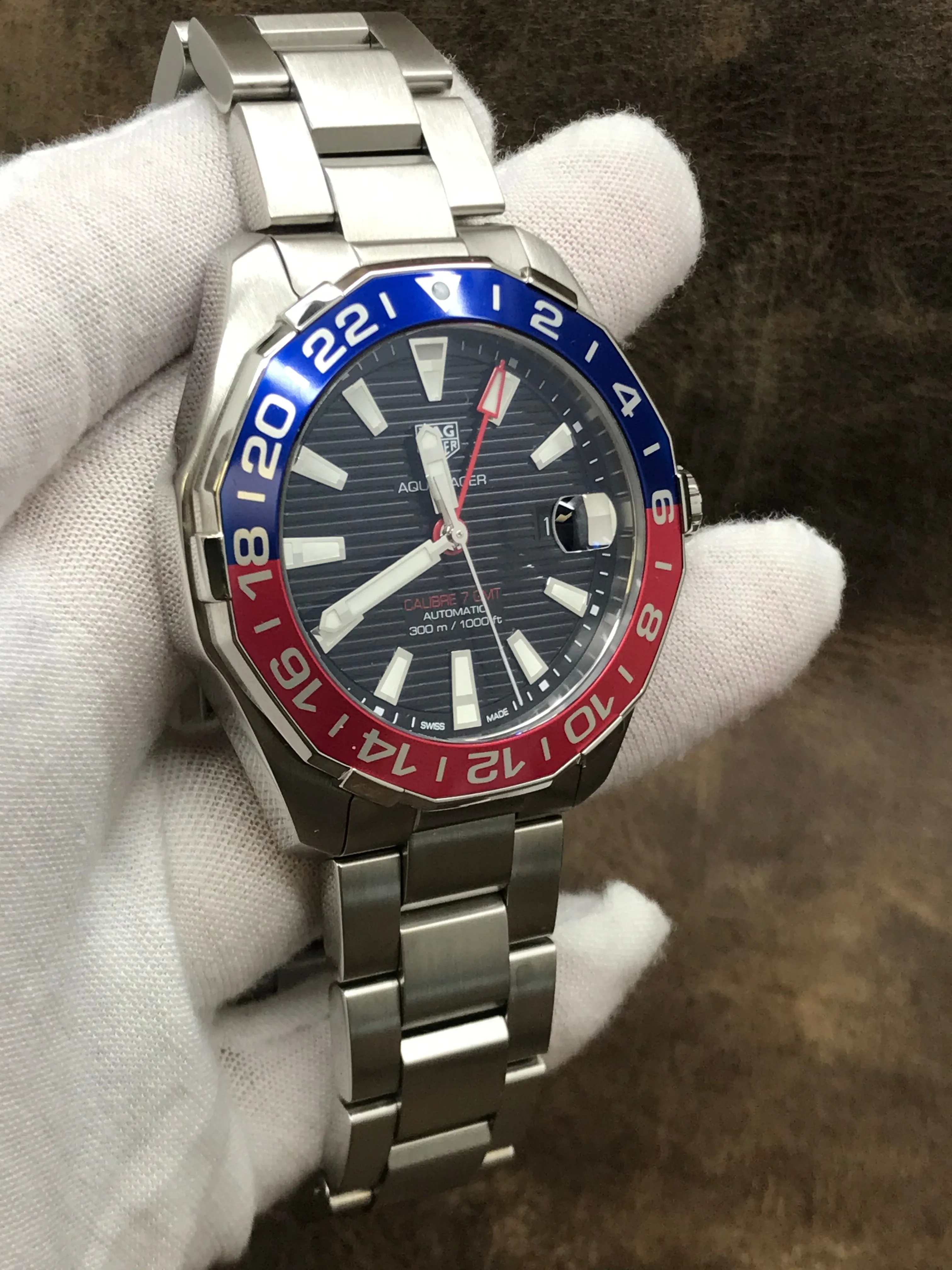 TAG Heuer Aquaracer GMT Pepsi Bezel WAY201F Black Dial Automatic  Men's Watch