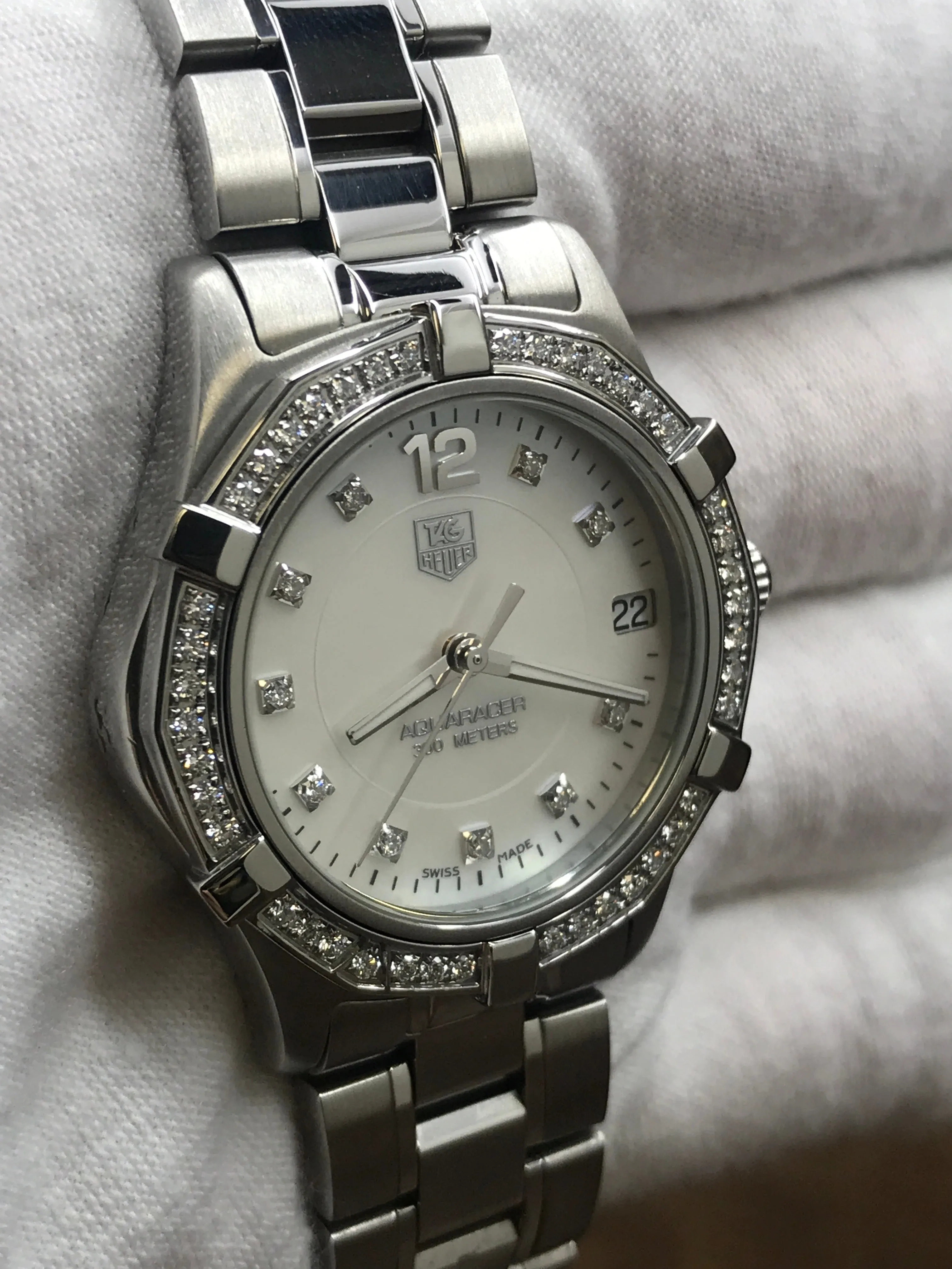 TAG Heuer Aquaracer WAF1313 MOP Diamond Dial Quartz Women's Watch