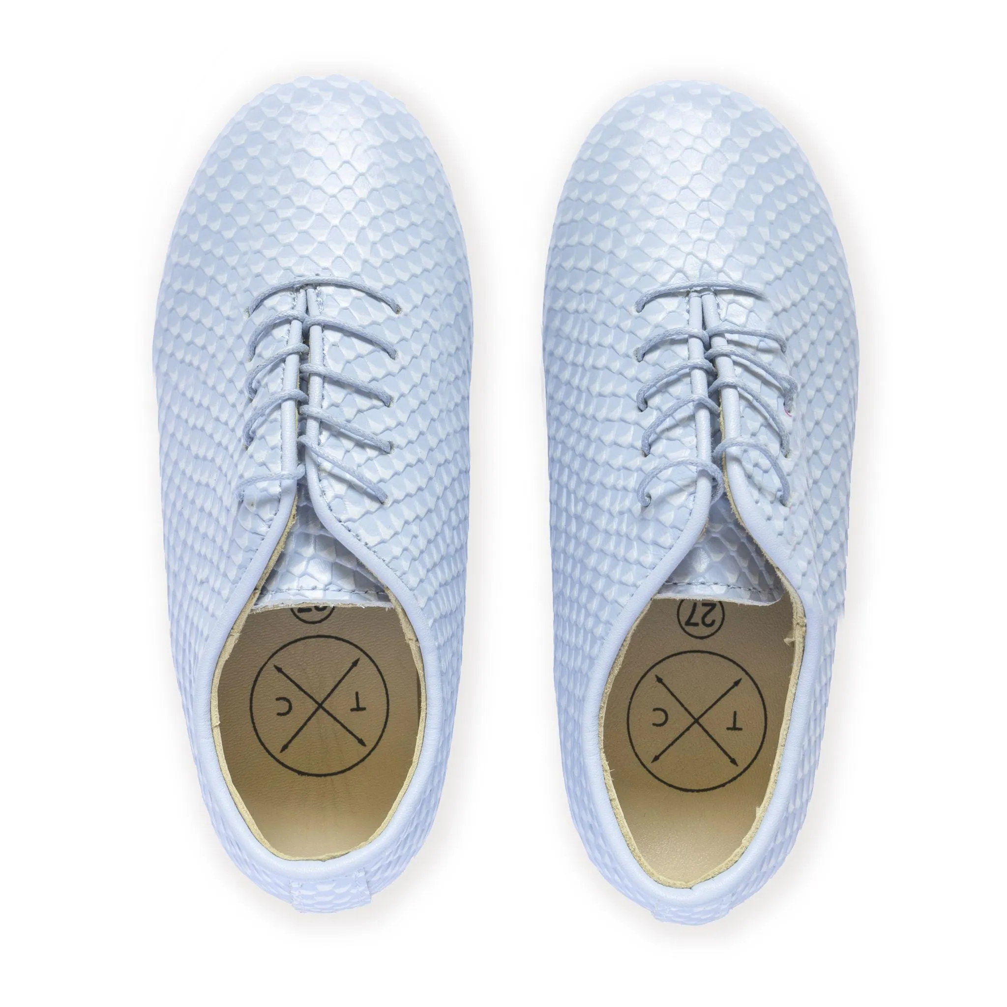 Tannery   Co Snakeskin Oxfords - Light Blue