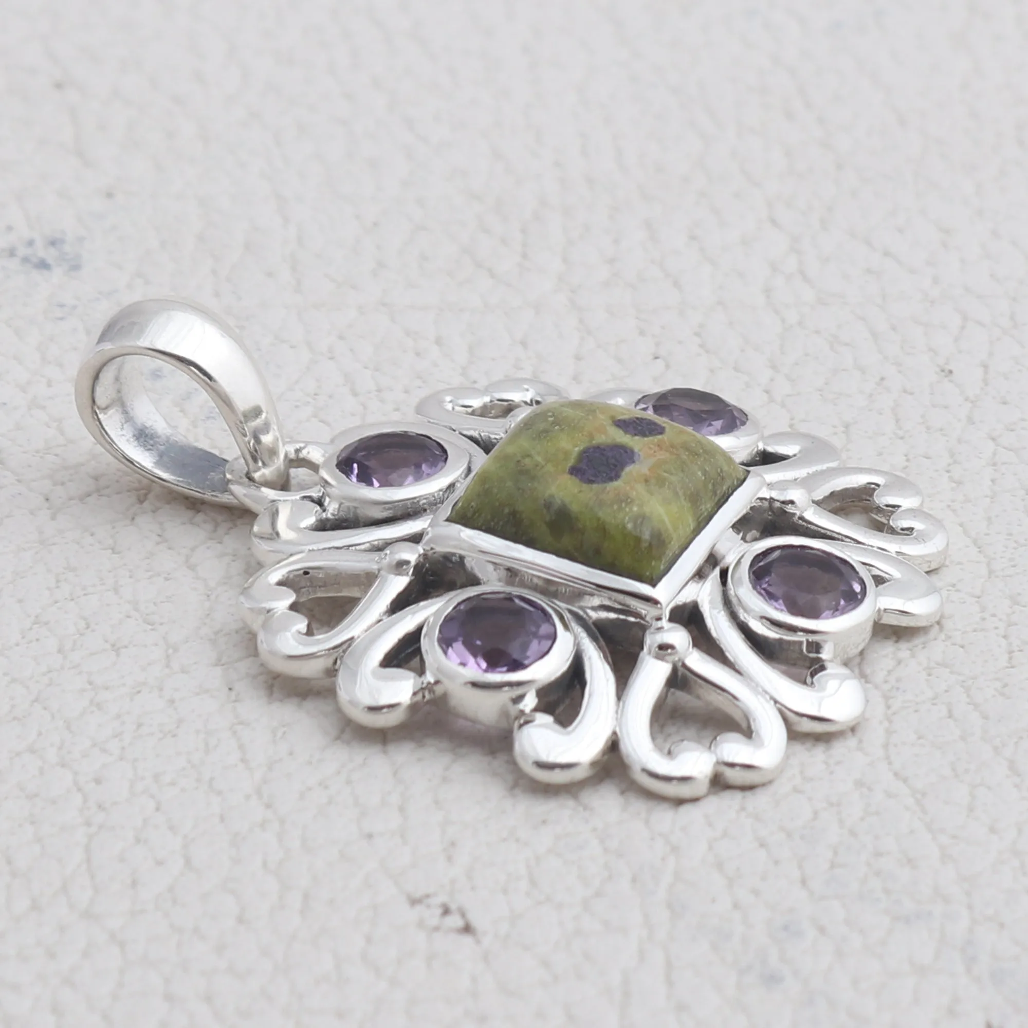 Tasmanian Serpentine Silver Jewelry Set