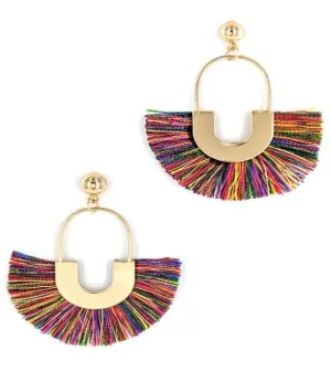 Tassel Statement Earrings Gold-Multi
