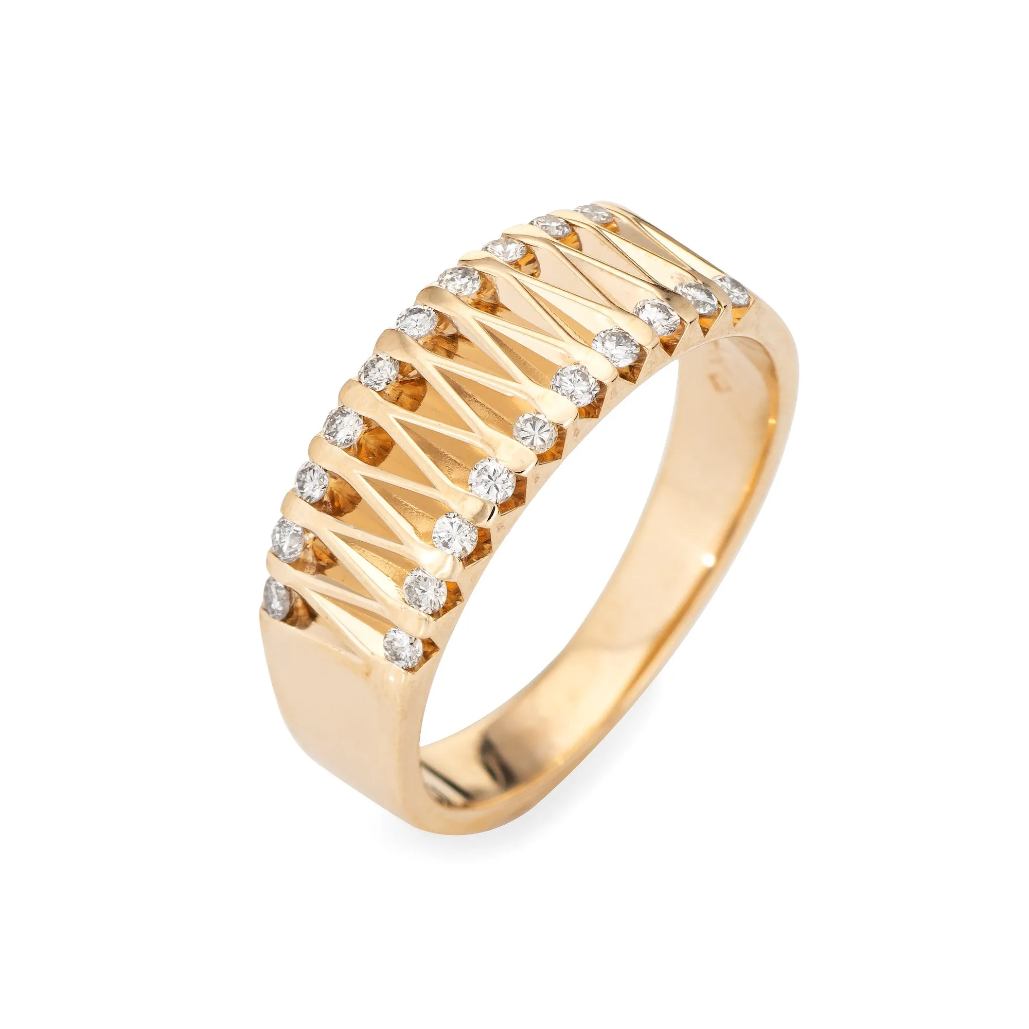 Teardrop Diamond Band Vintage 14k Yellow Gold Sz 8.25 Ring Estate Jewelry