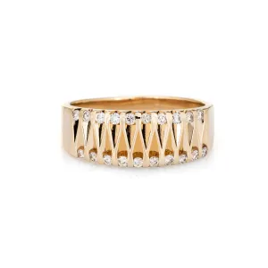 Teardrop Diamond Band Vintage 14k Yellow Gold Sz 8.25 Ring Estate Jewelry