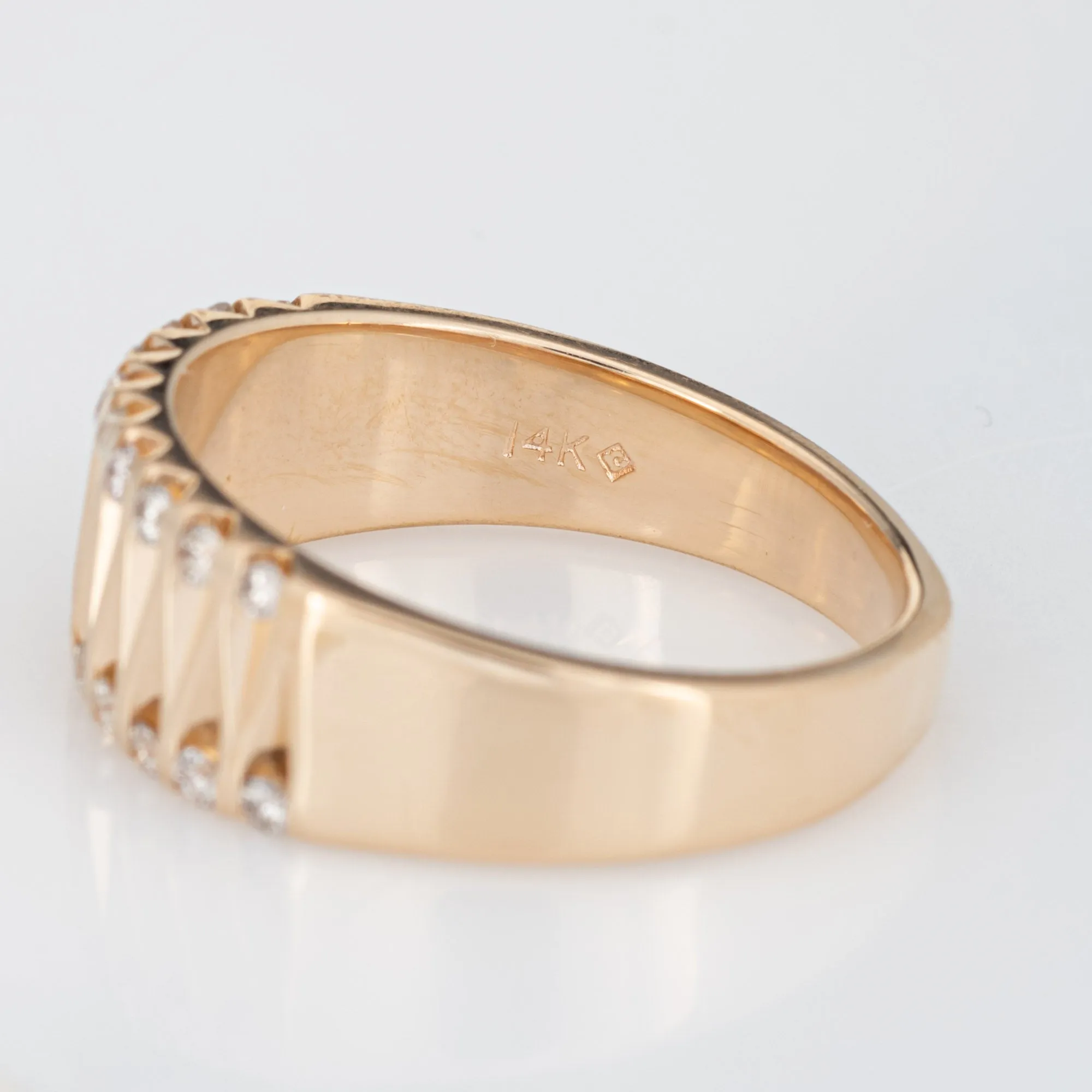 Teardrop Diamond Band Vintage 14k Yellow Gold Sz 8.25 Ring Estate Jewelry
