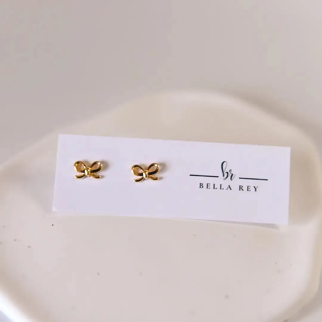 The Lela Bow 18k Gold Plated Stud Earrings Dainty