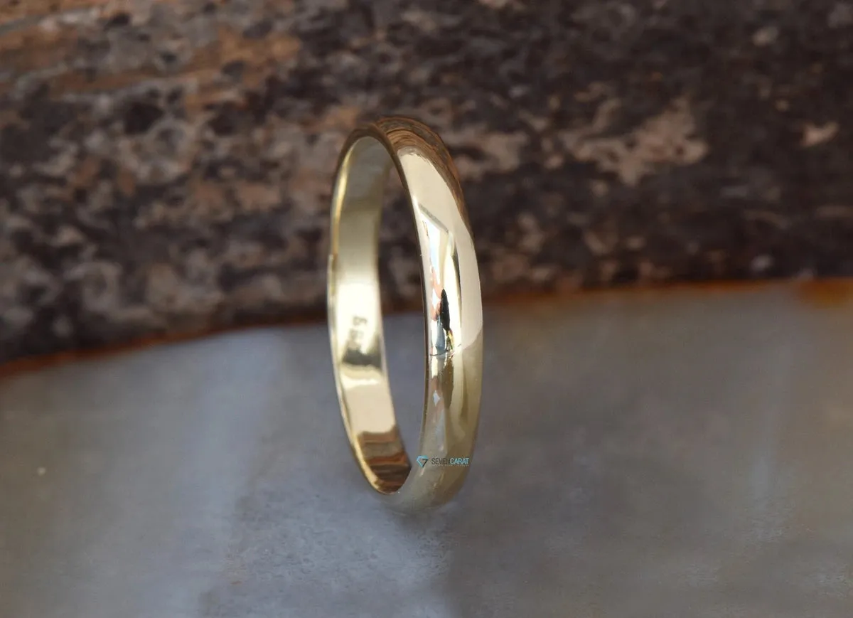 Thin wedding band for her for him- Classic band- Solid gold wedding band 14k - Stackable Ring