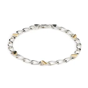 Tiffany & Co Bracelet Vintage Sterling Silver 18k Yellow Gold Curb Long 8.5"