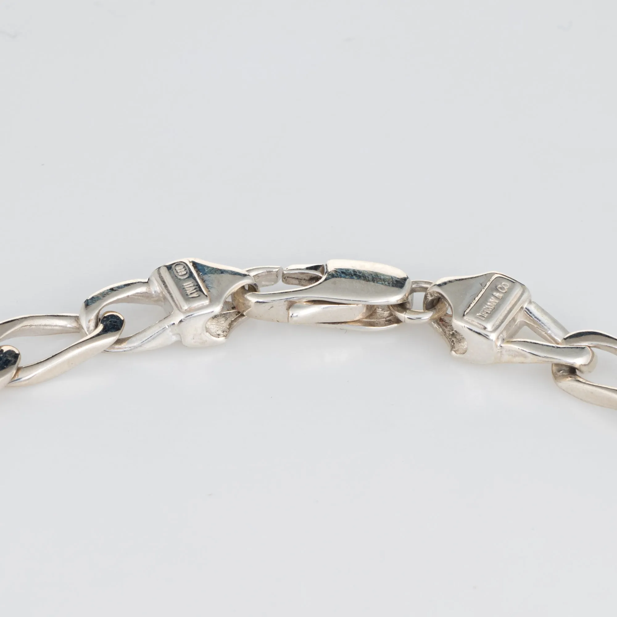 Tiffany & Co Bracelet Vintage Sterling Silver 18k Yellow Gold Curb Long 8.5"