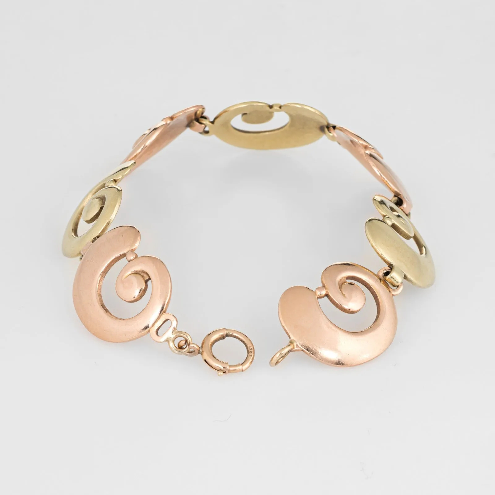 Tiffany & Co Vintage Bracelet 14k Rose & Yellow Gold Swirl Snail Shell Signed