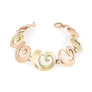 Tiffany & Co Vintage Bracelet 14k Rose & Yellow Gold Swirl Snail Shell Signed