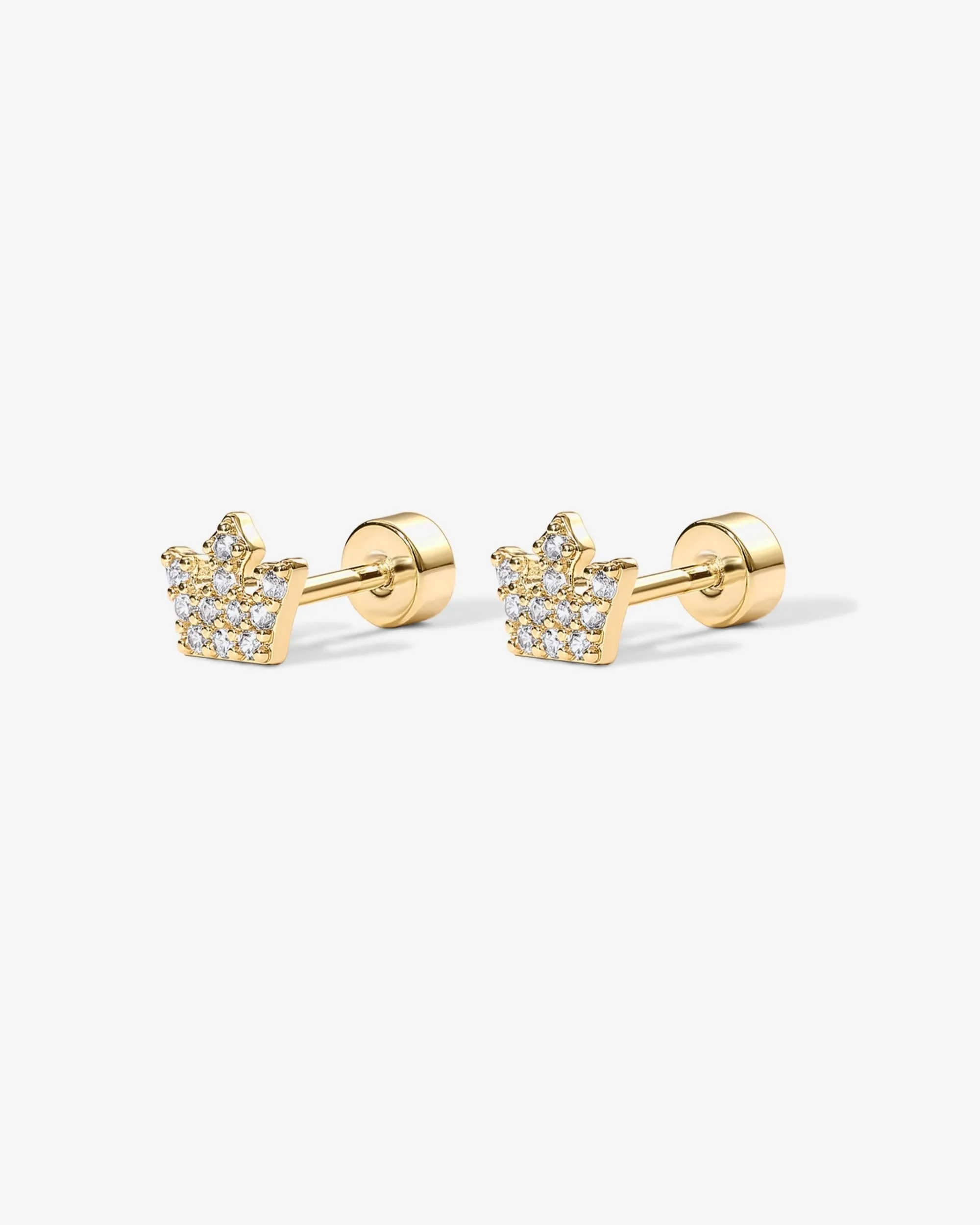 Tiny Crown Screw Back Studs