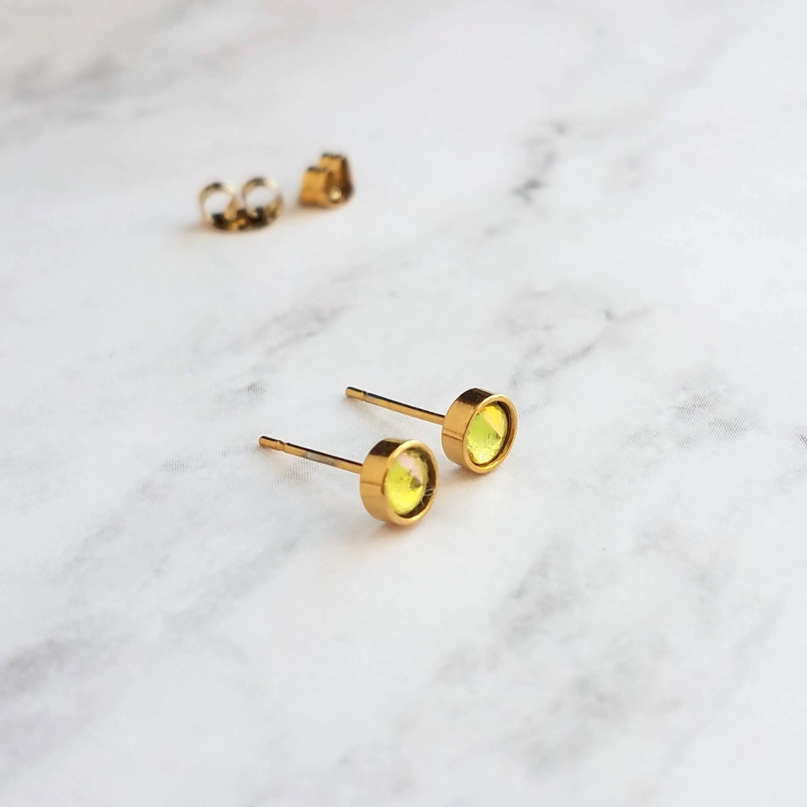 Tiny Silver Stud Earrings, cobalt blue stud, blue purple earring, stainless steel studs, hypoallergenic earring, girls 5mm, small round