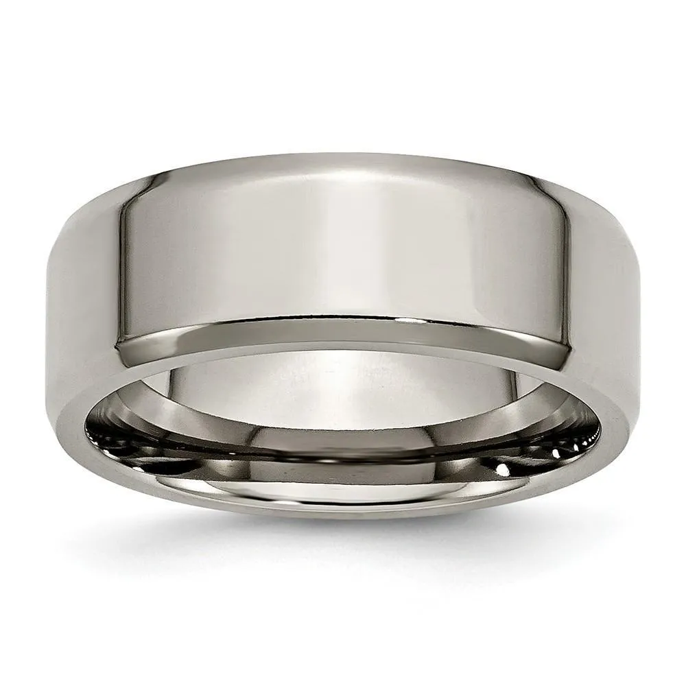 Titanium Brushed Beveled Wedding Band