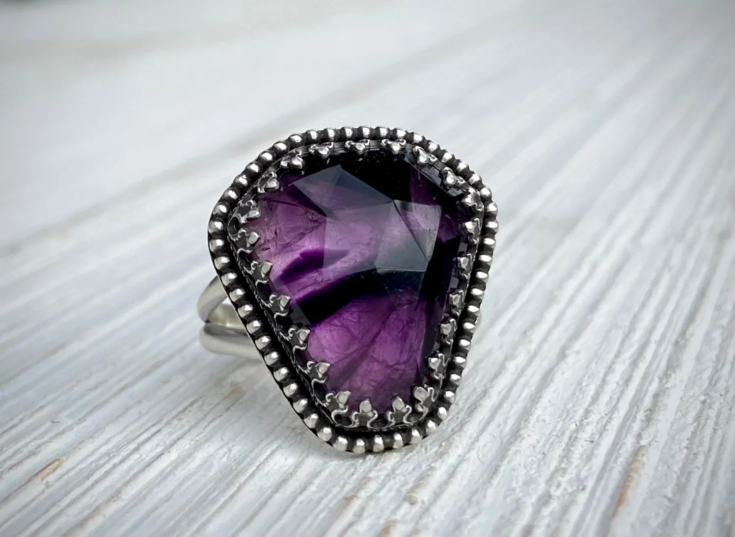 Trapiche Amethyst Coffin Ring