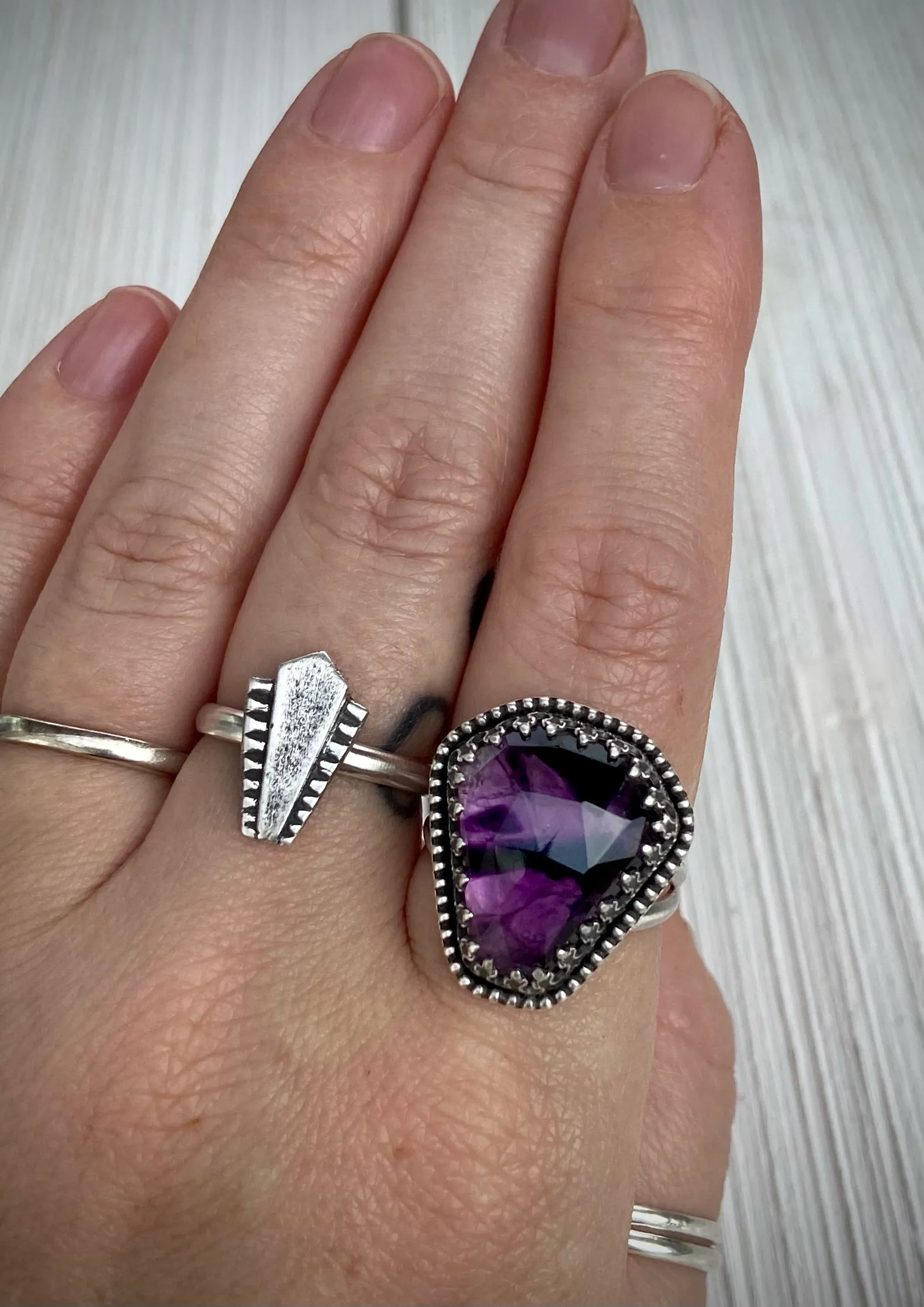 Trapiche Amethyst Coffin Ring