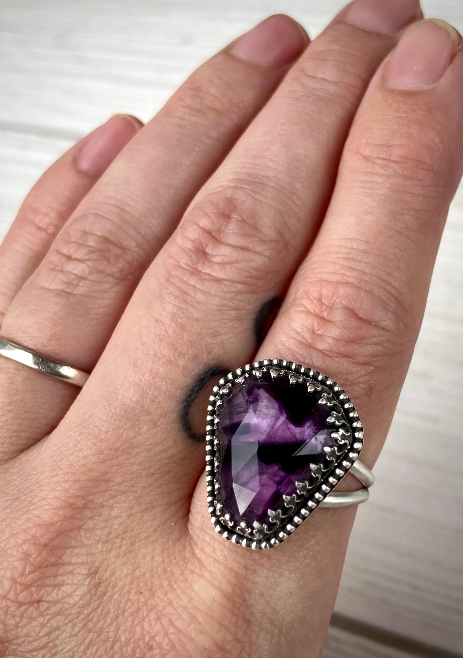 Trapiche Amethyst Coffin Ring