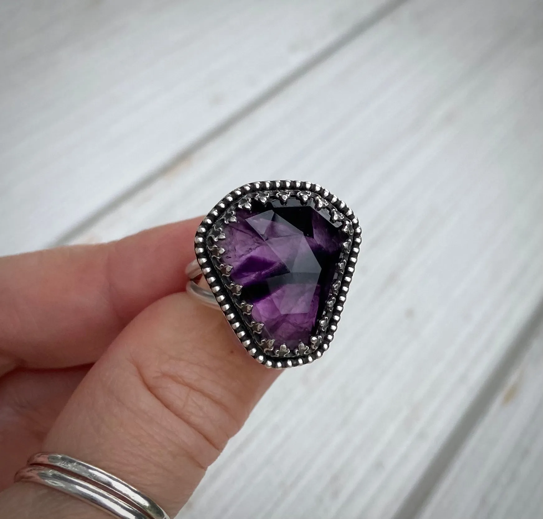 Trapiche Amethyst Coffin Ring