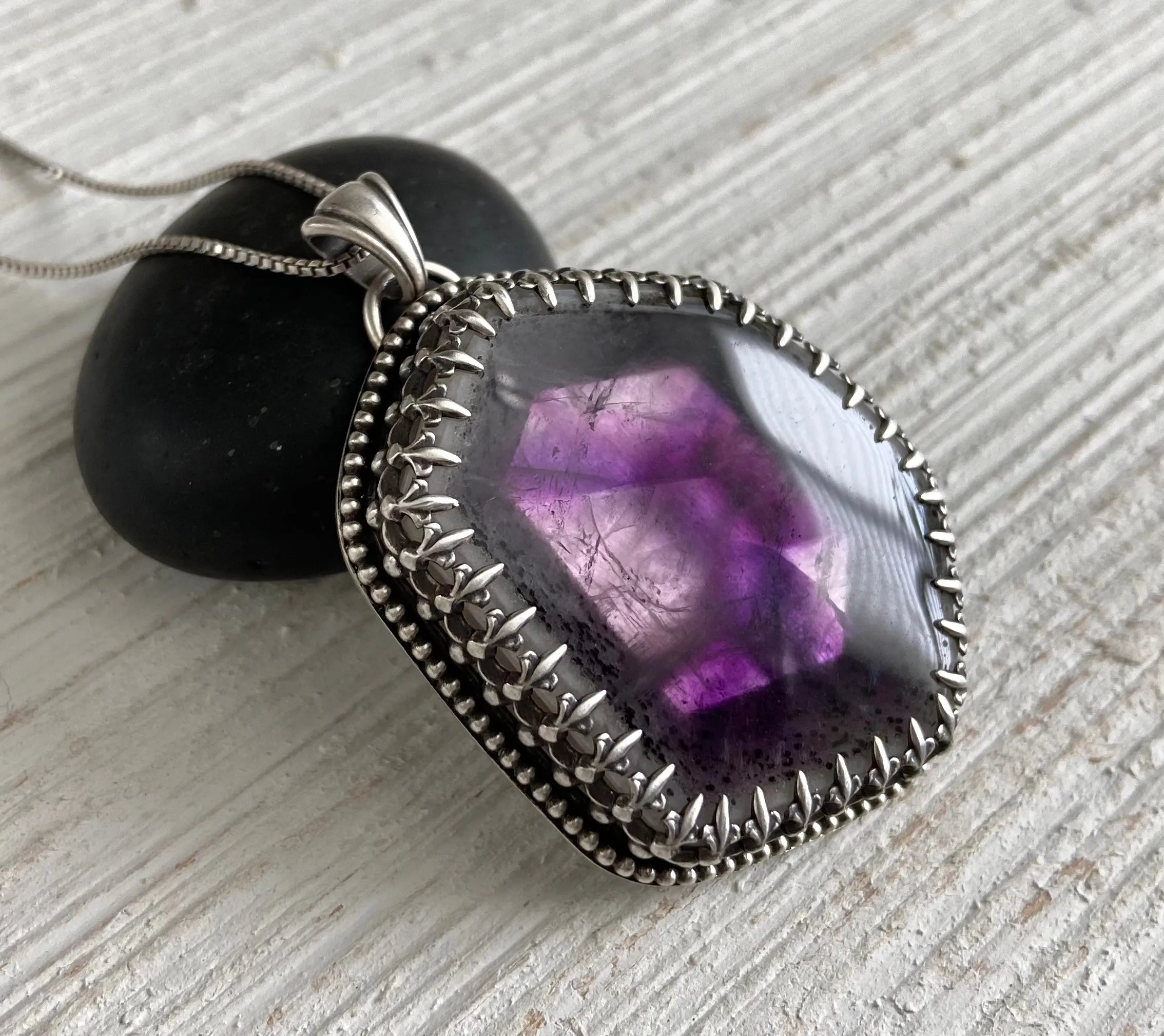 Trapiche Amethyst Slice Pendant