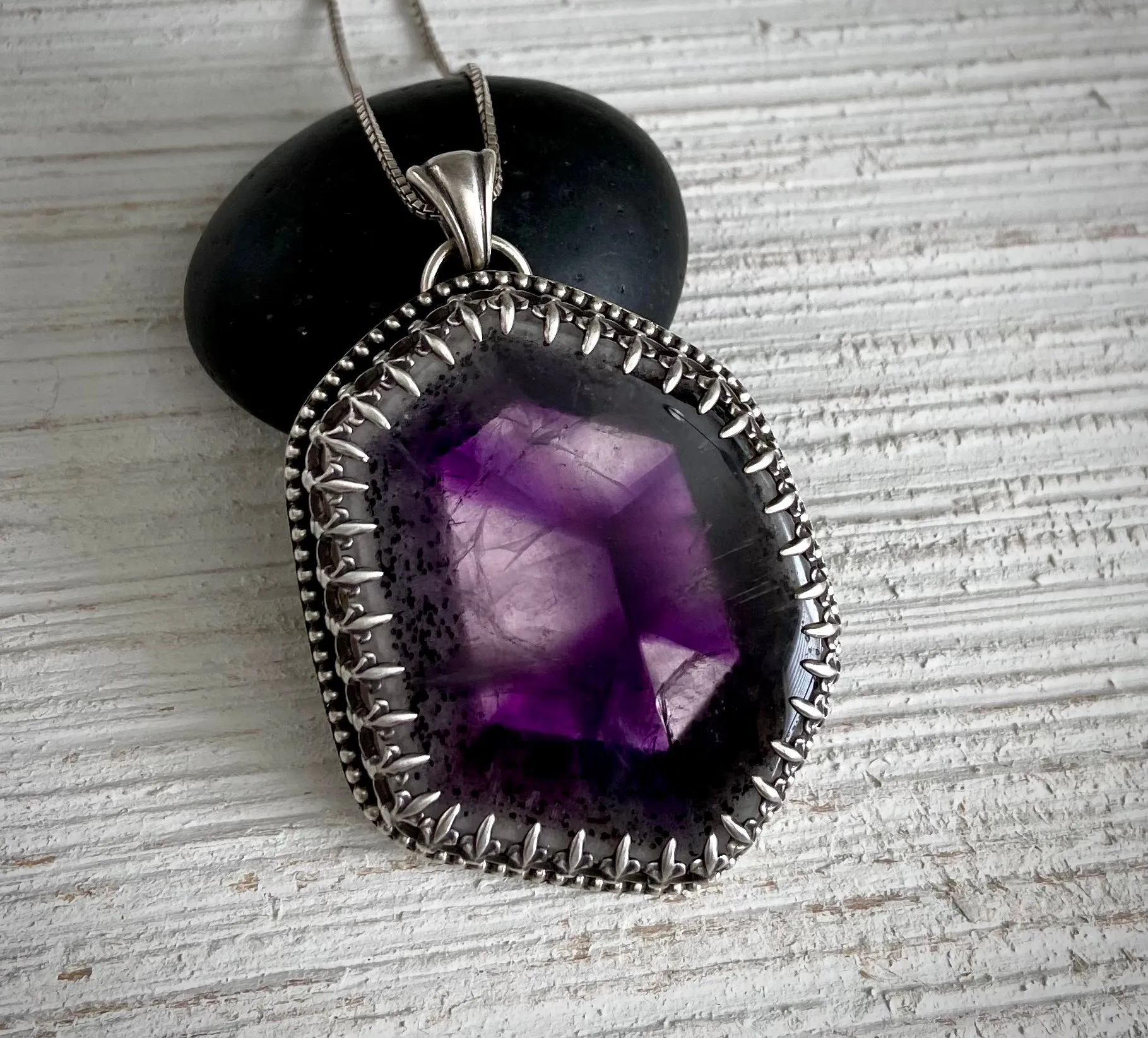 Trapiche Amethyst Slice Pendant