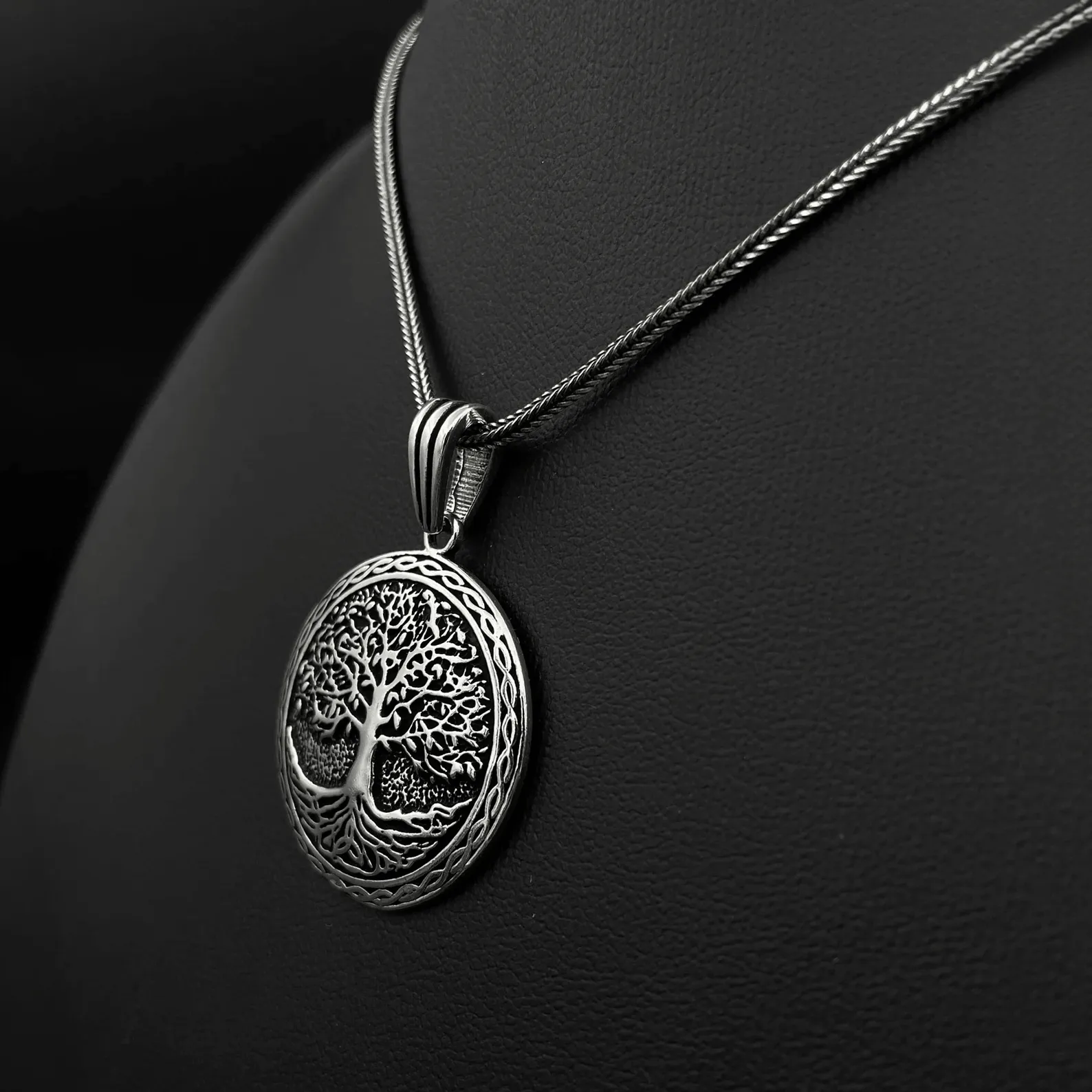 Tree of Life Pendant with Chain Silver Men's Necklace
