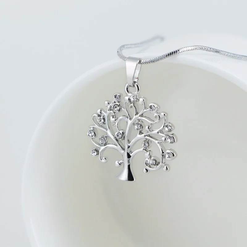 Tree Of Life Rose Gold Pendant Necklace Women Jewelry Statement