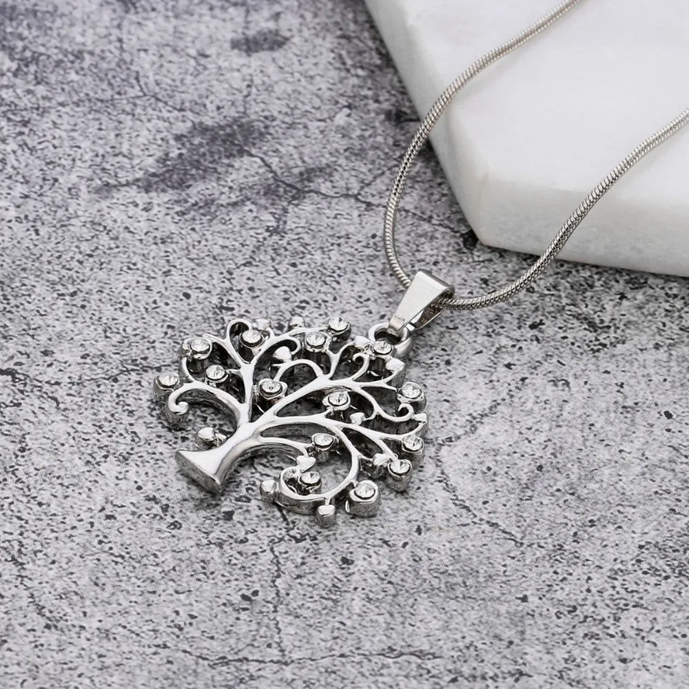 Tree Of Life Rose Gold Pendant Necklace Women Jewelry Statement
