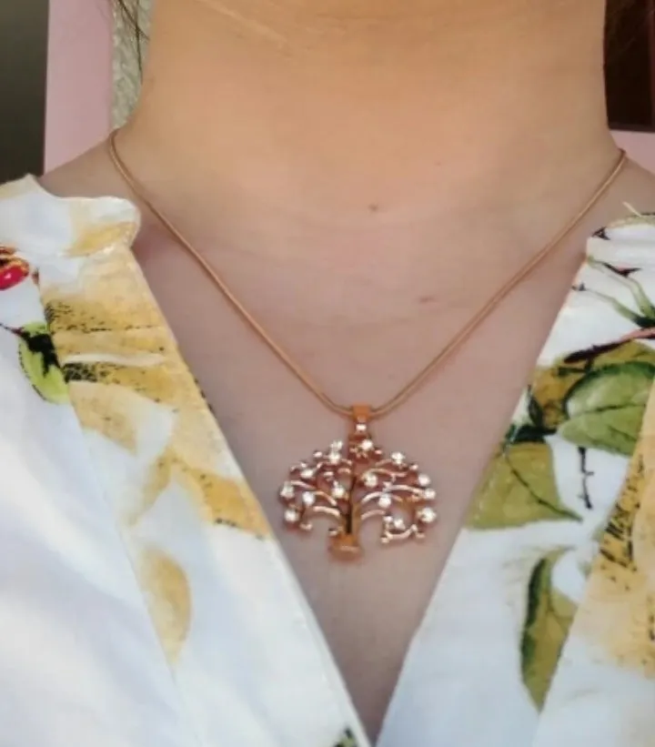Tree Of Life Rose Gold Pendant Necklace Women Jewelry Statement