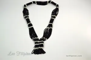 TRIBAL STATEMENT NECKLACE - Black Ethnic Mandaya Beaded Jewelry