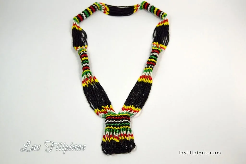 TRIBAL STATEMENT NECKLACE - Black Ethnic Mandaya Beaded Jewelry