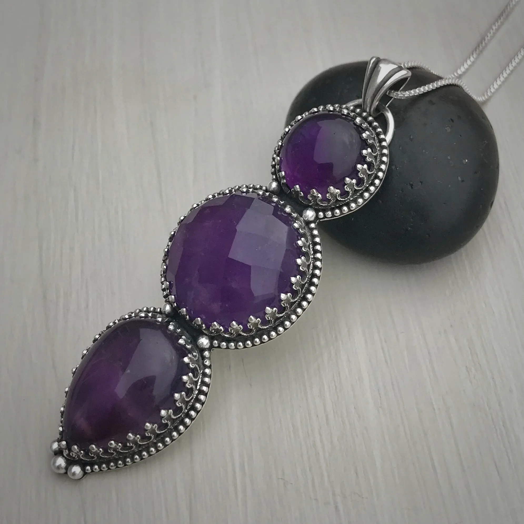 Triple Amethyst Pendant