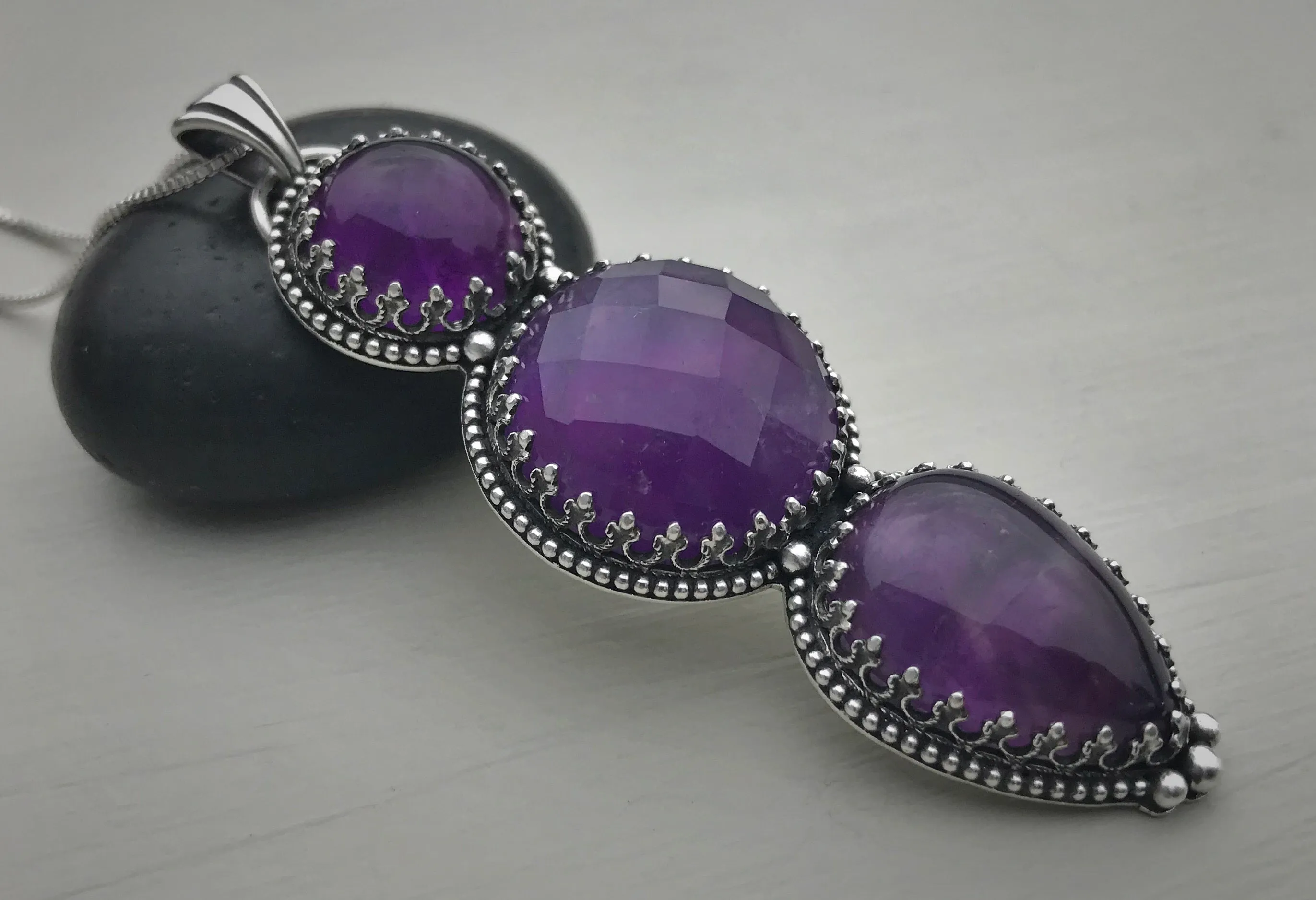 Triple Amethyst Pendant