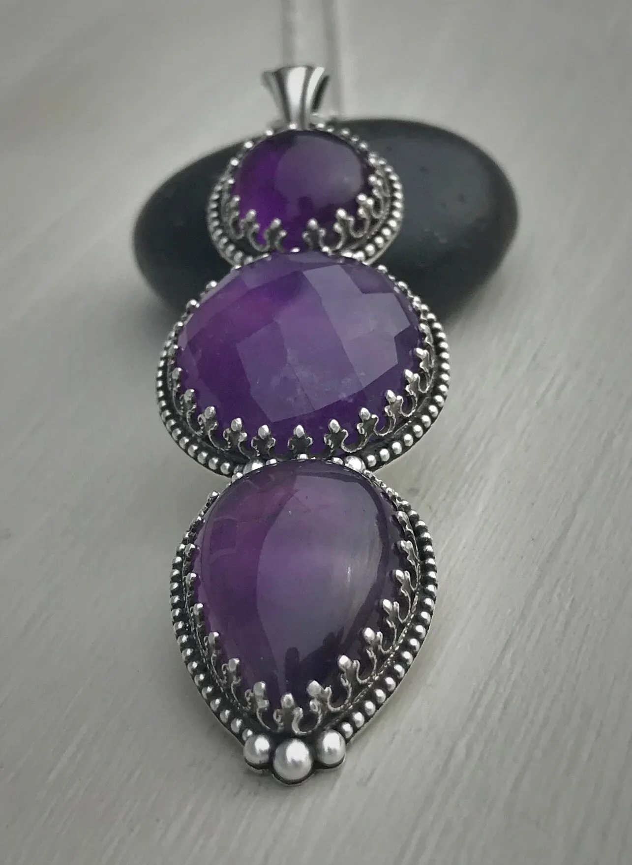 Triple Amethyst Pendant