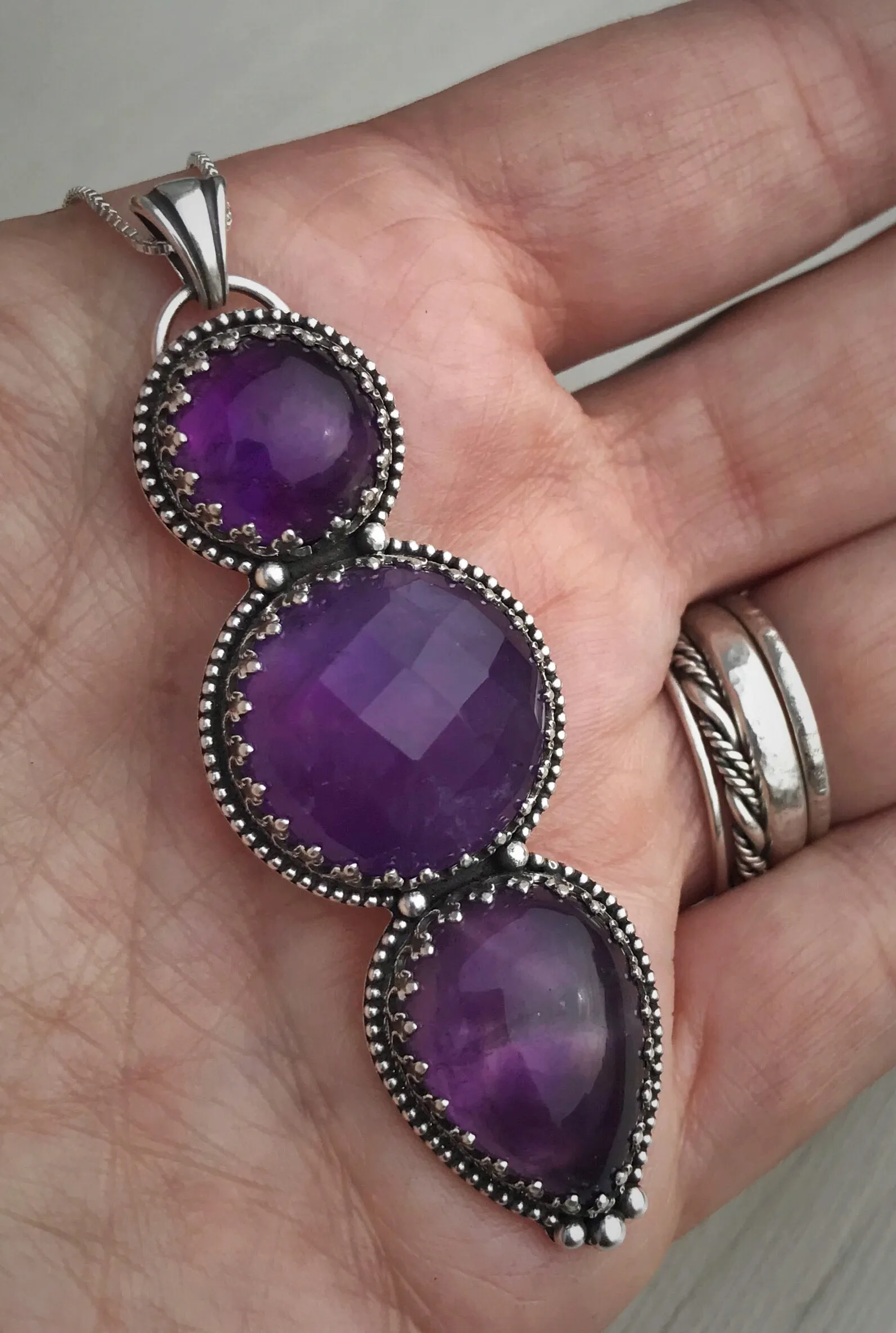 Triple Amethyst Pendant