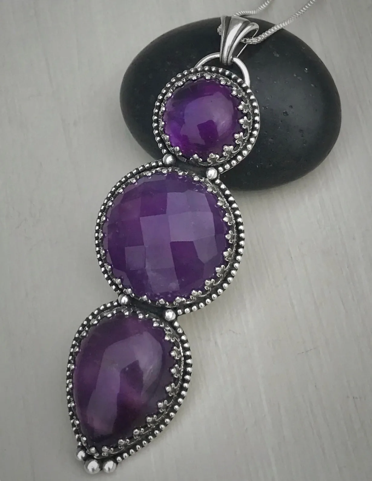 Triple Amethyst Pendant