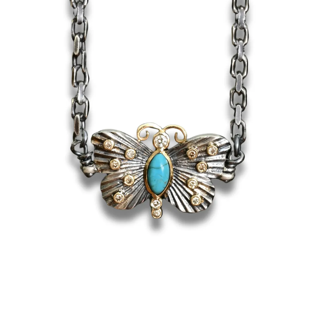 Turquoise Butterfly Link Necklace