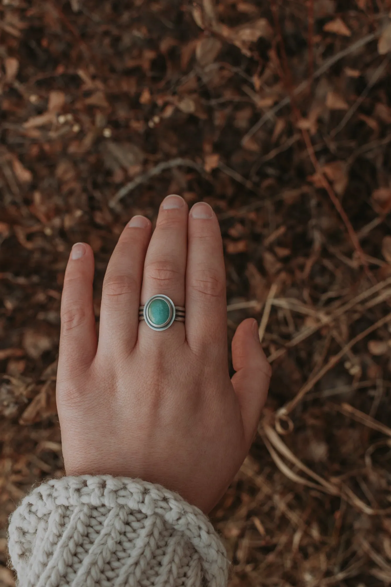Turquoise Oval Ring - Size 8