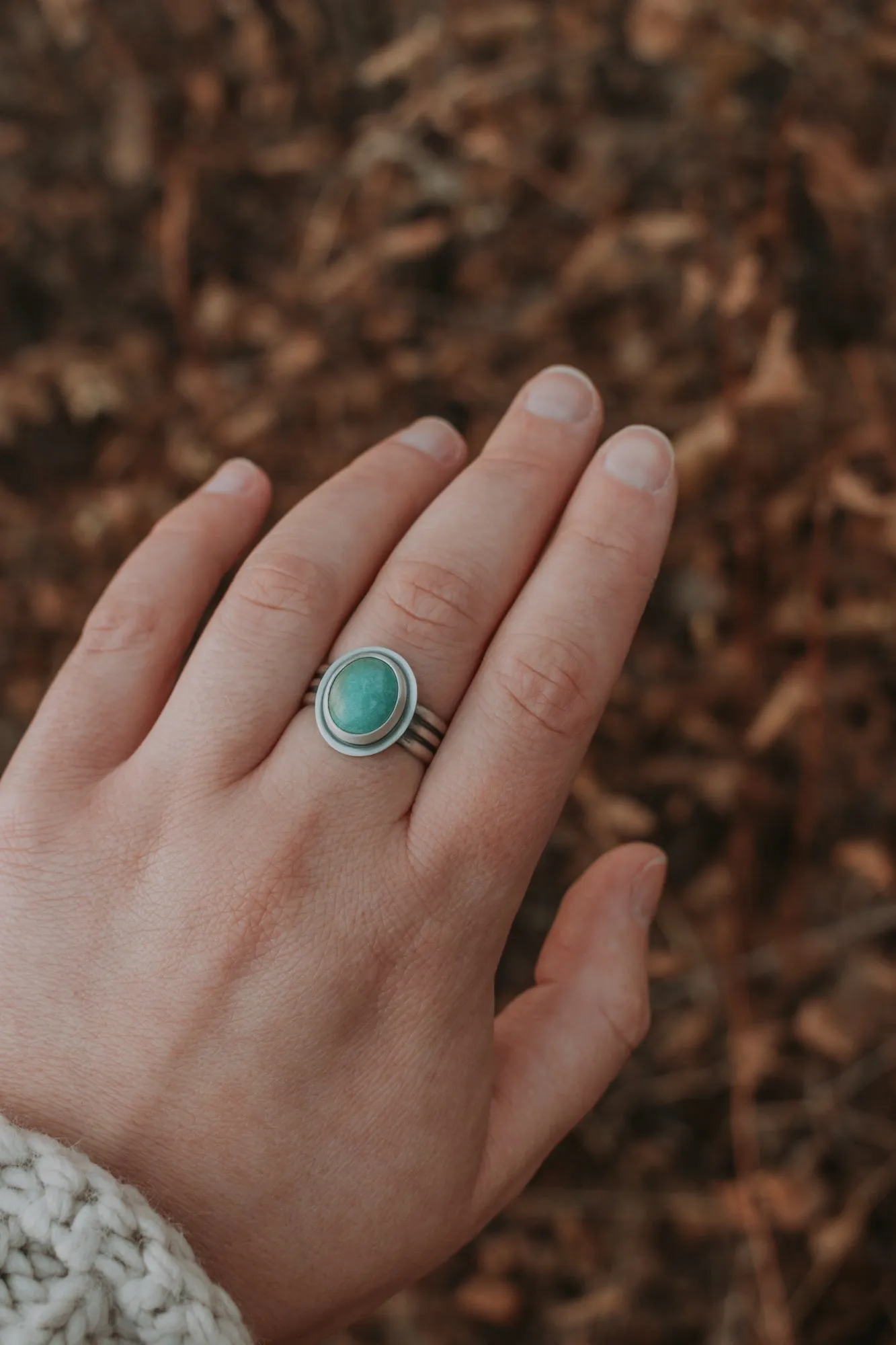 Turquoise Oval Ring - Size 8