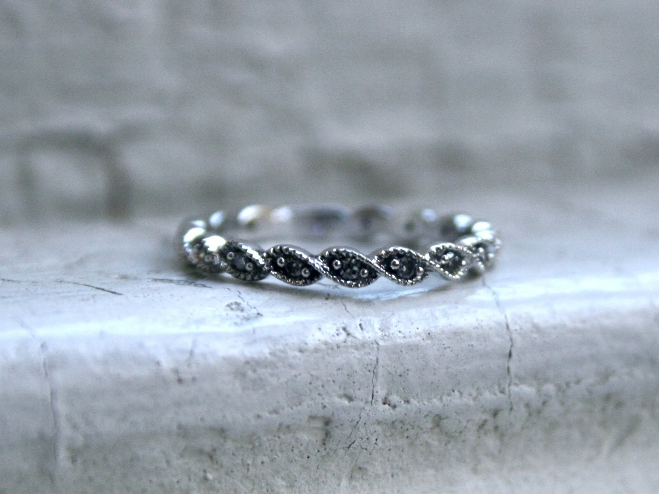 Twisted Vintage 14K White Gold Diamond Wedding Band.