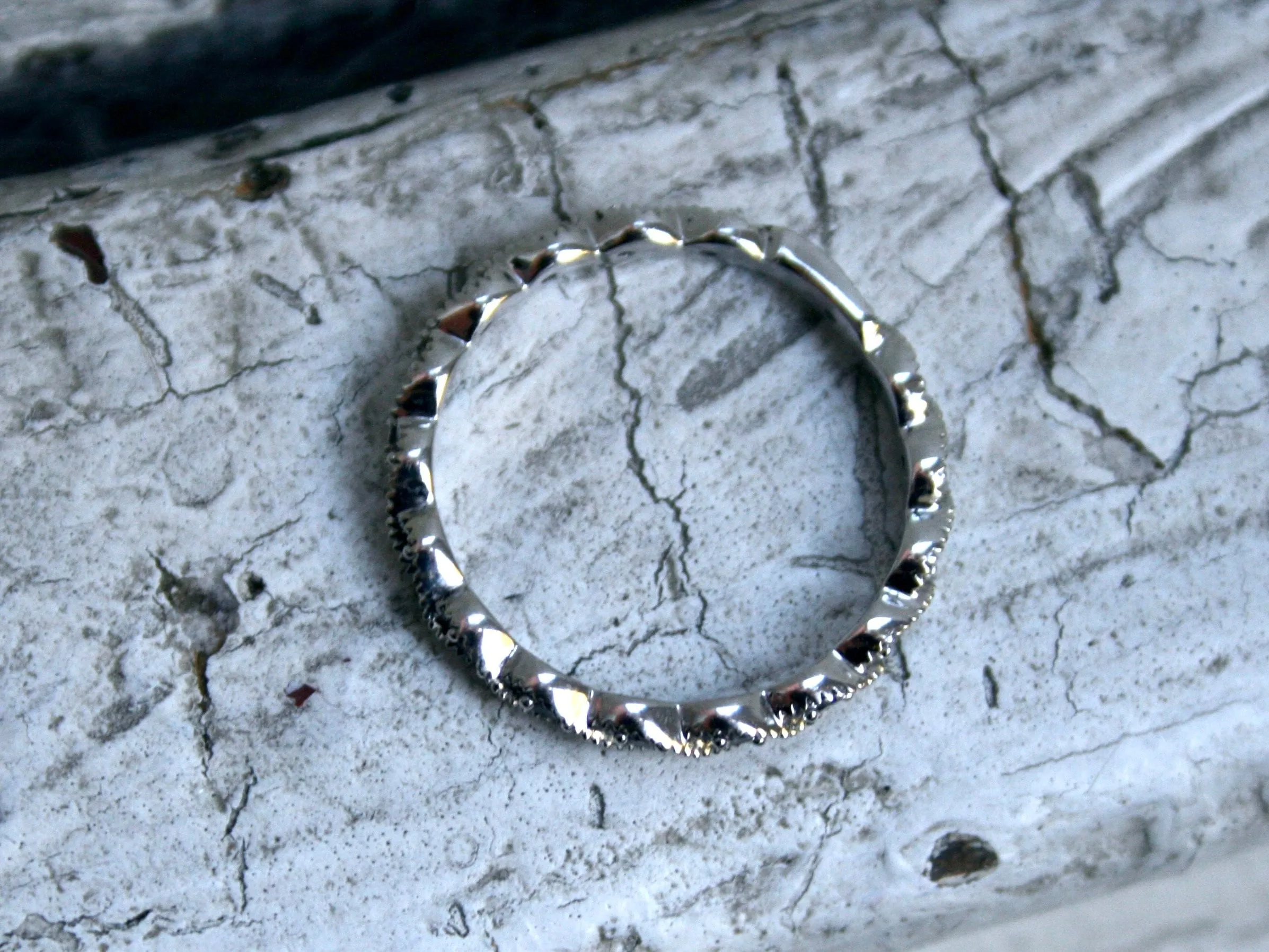 Twisted Vintage 14K White Gold Diamond Wedding Band.